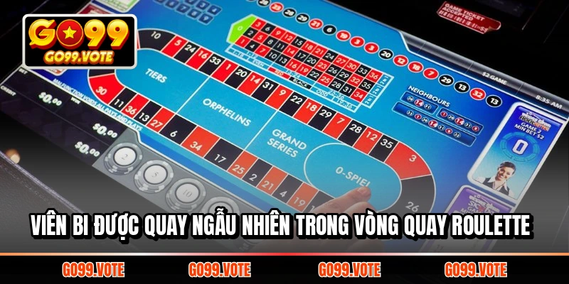 Viên bi được quay ngẫu nhiên trong vòng quay Roulette